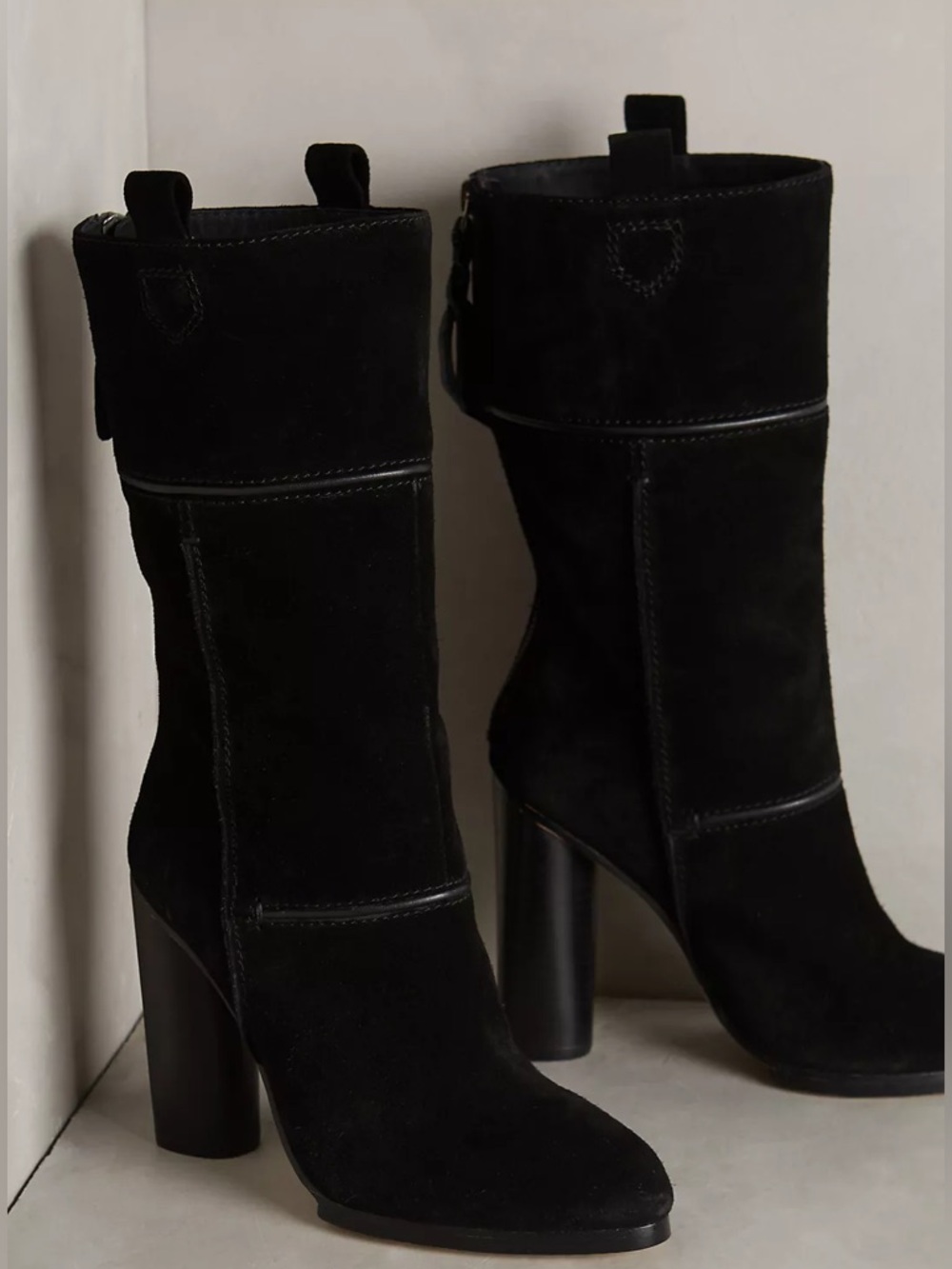 Cynthia Vincent Hype Black Suede Boots 8 Anthropologie Block Heel Ankle Boot